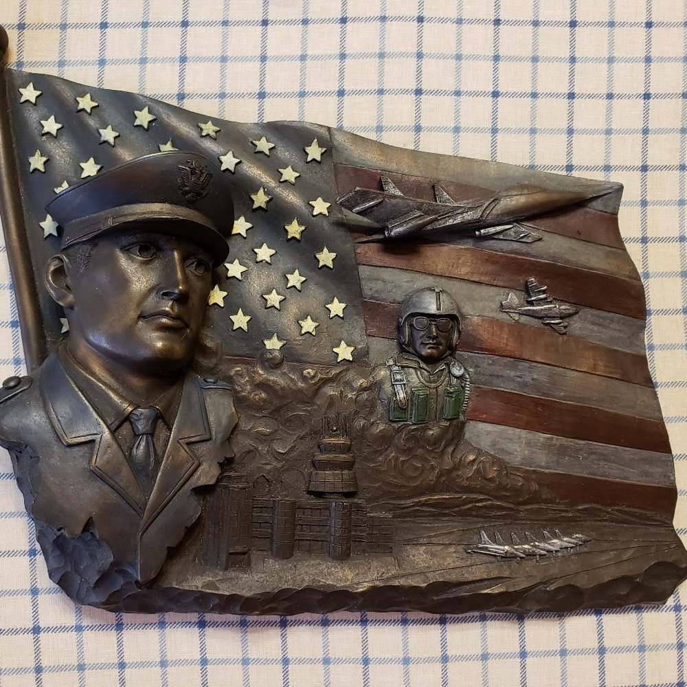 NEW 3D Resin Air Force Military Flag Sculpture Wall Art USA American Heroes
